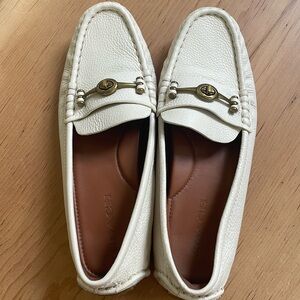 Coach white pebbled leather loafer size 9